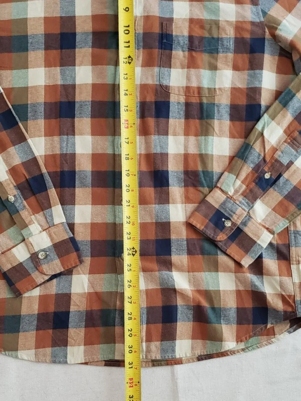 J. Crew Men's Size L Flannel Slim Button-Up Shirts Brown Beige Plaid Cotton